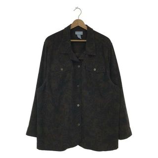 【美品】  OLD / 古着 | Liz&Me / 総柄 オープンカラー オーバー シャツ ジャケット | 2X | ブラウン | レディース(シャツ/ブラウス(長袖/七分))