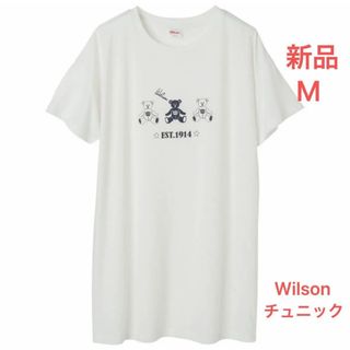 プリント　チュニック ホワイト　ウイルソン　Wilson 半袖　tシャツ(チュニック)