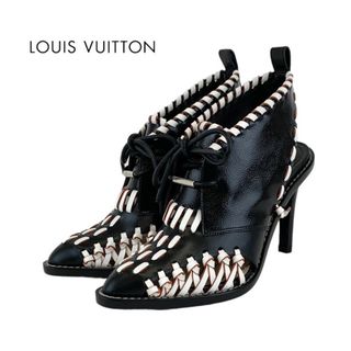 ルイヴィトン(LOUIS VUITTON)のルイヴィトン LOUIS VUITTON ブーツ ショートブーツ 靴 シューズ レザー パテント ブラック ホワイト ブーティ レースアップ(ブーティ)