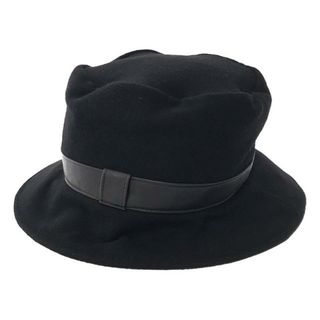 YOHJI YAMAMOTO +NOIR / ヨウジヤマモトプリュスノアール | 異素材 切替 カウレザー ウールハット | ブラック | レディース(その他)