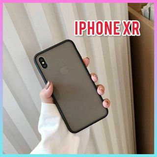 【新品】iPhoneケース くすみブラック 半透明クリアケースiPhoneXR用(iPhoneケース)