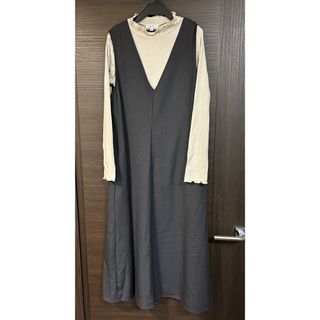 新品【Milk tea】Vネックフレアジャンスカ&授乳リブトップス(マタニティワンピース)