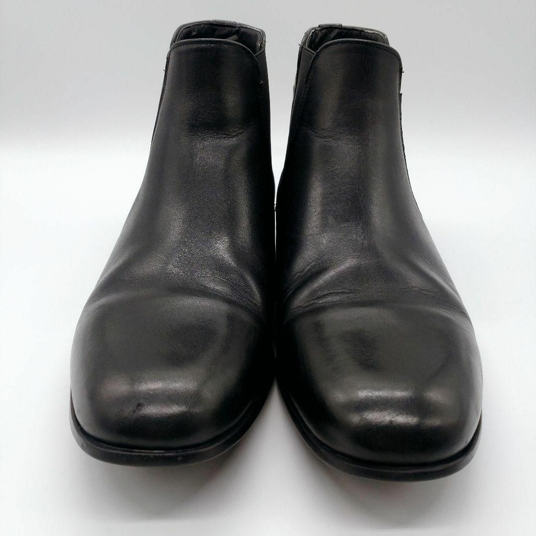 ZARA(ザラ)のザラ サイドゴアブーツ サイズ42/26㌢ ウッドソール レザー 本革 ブラック メンズの靴/シューズ(ブーツ)の商品写真