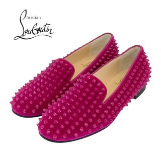 クリスチャンルブタン(Christian Louboutin)のクリスチャンルブタン Christian Louboutin フラットシューズ 靴 シューズ ベロア ピンクパープル系 スリッポン スパイク スタッズ(スリッポン/モカシン)