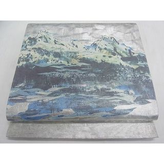 平和屋川間店■六通太鼓柄袋帯　螺鈿箔　風景文　銀彩　逸品　ea1850(帯)