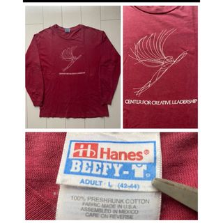 ヴィンテージ(VINTAGE)の90s USA製 hanes IT 企業 burgundy バーガンディ ロンT(Tシャツ/カットソー(七分/長袖))