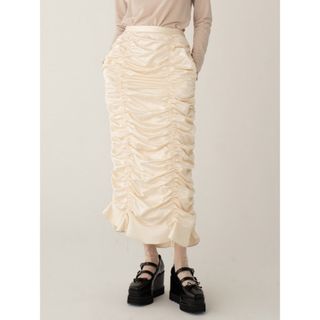 honey mi honey satin shirring skirt