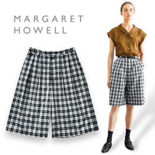 マーガレットハウエル(MARGARET HOWELL)の美品★マーガレットハウエル シルク 綿 チェック キュロット 2 M(キュロット)