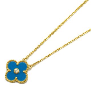 Van Cleef & Arpels - ★ポイント7倍イベント開催中★ ヴァンクリーフ＆アーペル ヴィンテージアルハンブラ ブルーアゲート 1Pダイヤネックレス ネックレス