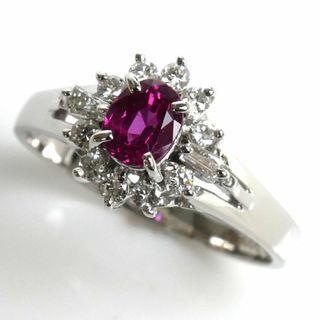 Pt900プラチナ リング・指輪 ルビー0.59ct ダイヤモンド0.24ct 13号 4.6g レディース【中古】(リング(指輪))