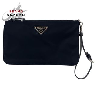 新品未使用 PRADA プラダ 三角プレート ブラック 黒 ナイロン リストレット ポーチ 男女兼用 メンズ 405816 【中古】