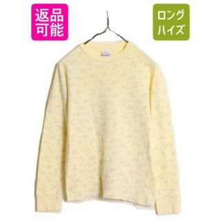 90s USA製 duofold 総柄 2レイヤー 長袖 Tシャツ レディース M / 古着 90年代 オールド クルーネック ロンT アンダーシャツ インナー 花柄(Tシャツ(半袖/袖なし))