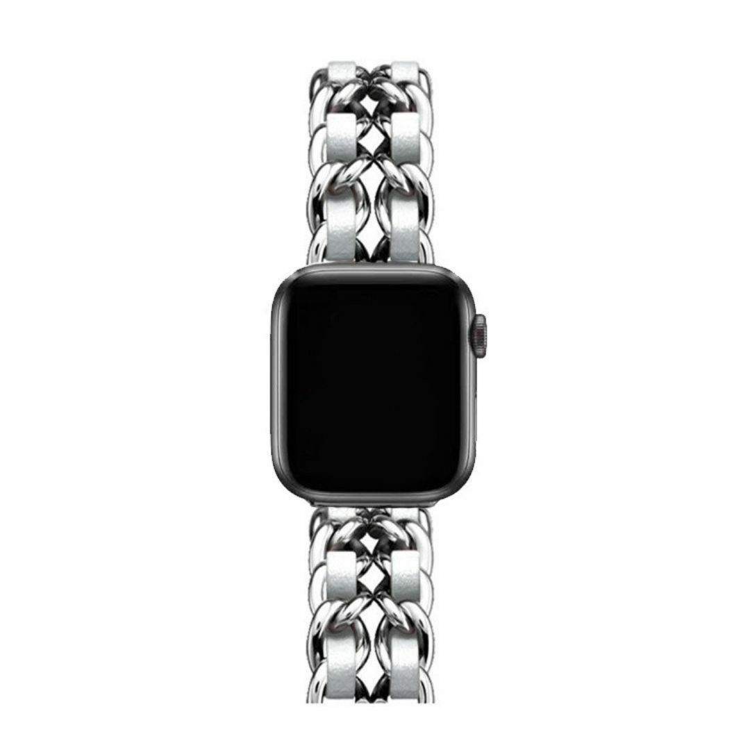 Apple Watch チェーンバンド シルバー レザーシルバー 40mm メンズの時計(金属ベルト)の商品写真