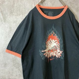 ナイキ(NIKE)の【人気リンガーTシャツ、好配色◎】NIKEジョーダン古着プリントロゴスニーカー(Tシャツ/カットソー(半袖/袖なし))