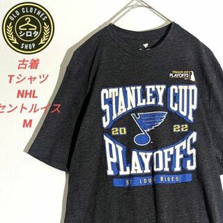 古着 Tシャツ アメカジ プリント セントルイス ブルーズ NHL ダークグレー(Tシャツ/カットソー(半袖/袖なし))