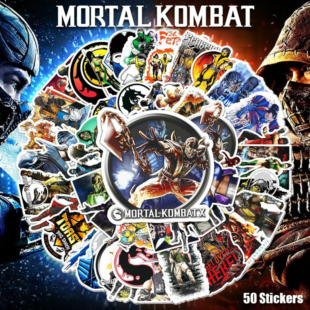 モータルコンバット ステッカー 50枚セット Mortal Kombat 防水 エンタメ/ホビーのおもちゃ/ぬいぐるみ(キャラクターグッズ)の商品写真