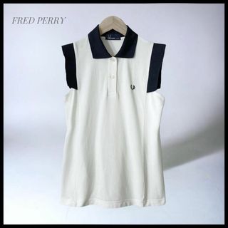 【FRED PERRY】 ノースリーブAラインポロシャツ ロゴボタン ロゴ刺繍