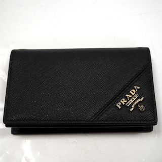 プラダ(PRADA)のTh961361 プラダ カードケース 名刺入れ サフィアーノレザー ロゴ ブラック/ゴールド金具 PRADA 中古(名刺入れ/定期入れ)