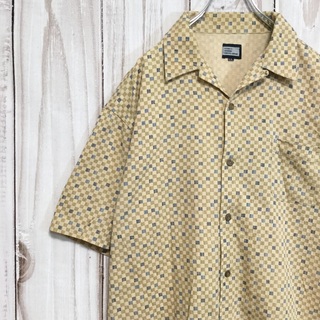 【昭和レトロ 半袖オープンカラーシャツ】パジャマシャツ 羽織り XL 古着(シャツ)