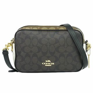 コーチ(COACH)の本物 コーチ COACH シグネーチャー ショルダーバッグ ポシェット PVC ブラウン ベージュ ホワイト C1767 Signature バッグ 中古(ショルダーバッグ)