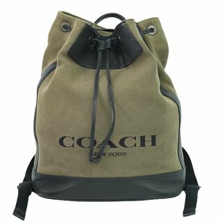 コーチ(COACH)の本物 コーチ COACH キャンバス リュックサック バックパック カーキ D2021 バッグ 中古(リュック/バックパック)