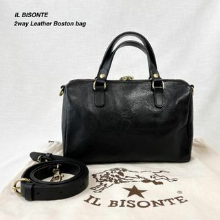 IL BISONTE - 美品 イルビゾンテ 2way レザー ボストンバッグ 手提げ お洒落 上質 黒