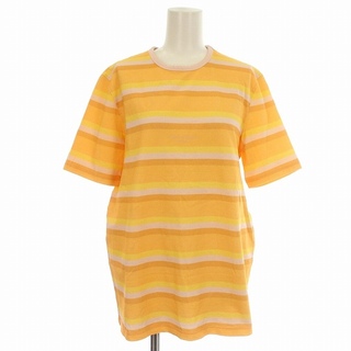 アクネ AcneStudios Tシャツ 半袖 ボーダー ロゴ XS オレンジ(Tシャツ(半袖/袖なし))