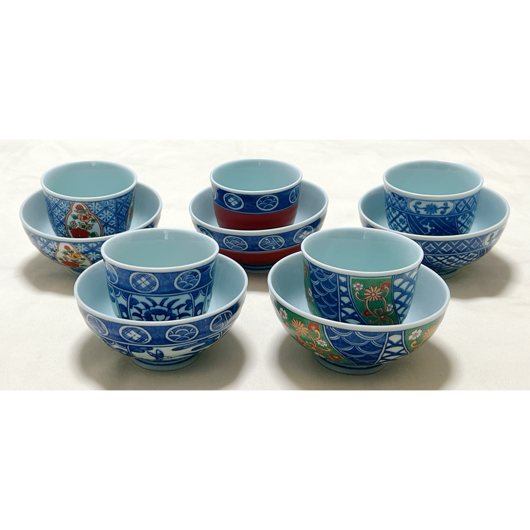 新品　有田焼　清秀作　四器夢彩　染錦絵変り茶碗5客＆湯呑5客　まどか　食事の友揃 インテリア/住まい/日用品のキッチン/食器(食器)の商品写真