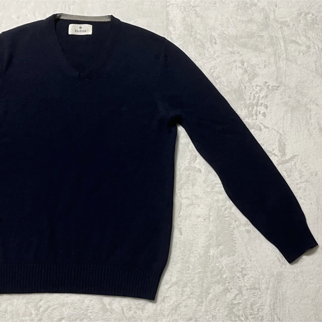 エディフィス　EDIFICE ♡ 毛100% ニットセーター　紺色系　F 即発送 レディースのトップス(ニット/セーター)の商品写真