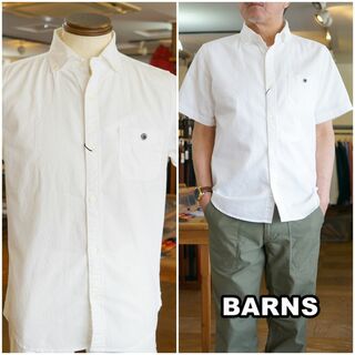 BARNS バーンズ 　半袖シャツ　ボタンダウンシャツ BR5266 L
