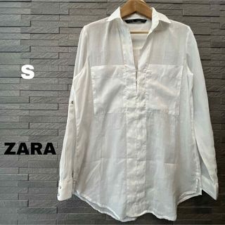 ザラ(ZARA)のザラ zara 柔らか　ガーゼ地　長袖　シャツ シンプル ノーマル ホワイト(シャツ/ブラウス(長袖/七分))