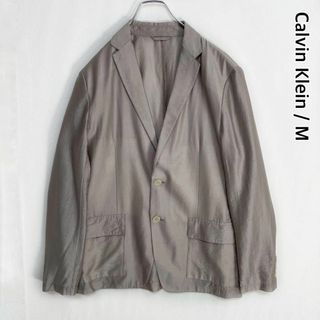 Calvin Klein - 洗える　カルバンクライン　ストライプ　2B　裏地なし　テーラードジャケット　M