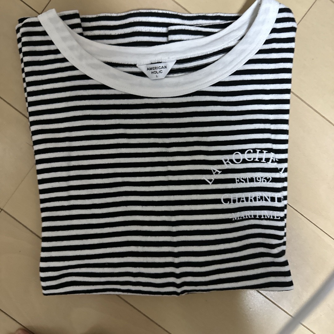 AMERICAN HOLIC(アメリカンホリック)のAMERICAN HOLIC BLACKボーダーTシャツ☆ レディースのトップス(Tシャツ(半袖/袖なし))の商品写真