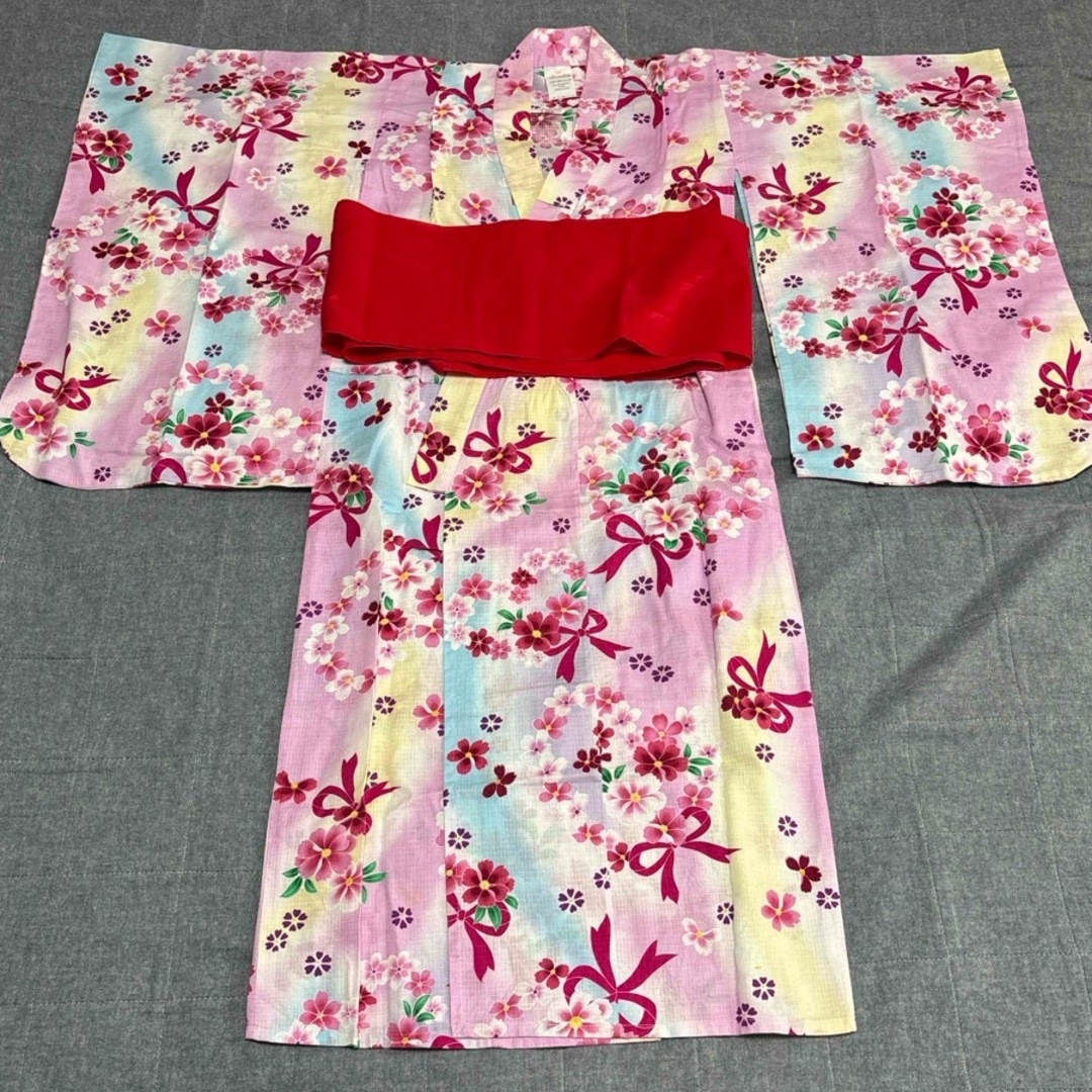 120 130 女の子　浴衣　セット キッズ/ベビー/マタニティのキッズ服女の子用(90cm~)(甚平/浴衣)の商品写真