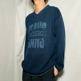 イタリー製 ICEBERG JEANS ロゴ チルデンサマーニットセーター