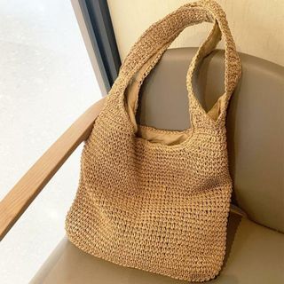 【並行輸入】編みバッグ バッグ トートバッグ 大容量 かわいい jcbag4304(かごバッグ/ストローバッグ)