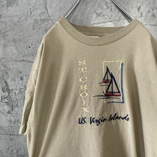 フルーツオブザルーム(FRUIT OF THE LOOM)のST CROIX 帆船 刺繍 USA輸入 オーバーサイズ Tシャツ(Tシャツ/カットソー(半袖/袖なし))