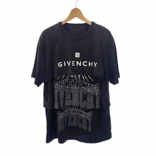 ジバンシィ(GIVENCHY)のGIVENCHY 22AW オーバーラップド Tシャツ ロゴプリント XXL 黒(Tシャツ/カットソー(半袖/袖なし))