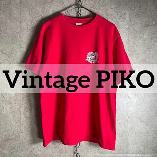 ピコ(PIKO)の90sオールド ピコ ロゴTシャツ 赤レッド シングルステッチ Mサイズ(Tシャツ/カットソー(半袖/袖なし))