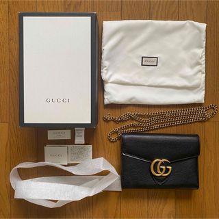 グッチ(Gucci)の【新品】Gucci グッチ GGマーモント チェーンウォレット ブラック 黒(ショルダーバッグ)