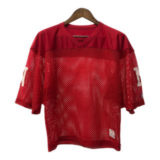 チャンピオン(Champion)の70年代 USA製 Champion チャンピオン メッシュ ゲームシャツ 半袖Ｔシャツ レッド (メンズ M) 中古 古着 Q6097(Tシャツ/カットソー(半袖/袖なし))