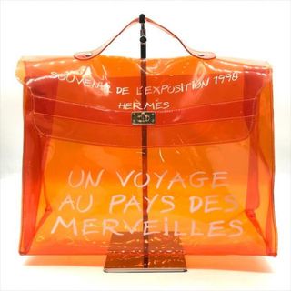 エルメス(Hermes)の美品 HERMES エルメス ビニール ケリー ハンド バッグ オレンジ m11045(ハンドバッグ)