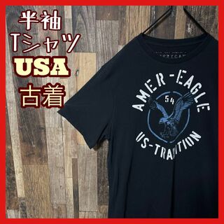 ブラック L タカ アーチロゴ プリント メンズ USA古着 半袖 Tシャツ(Tシャツ/カットソー(半袖/袖なし))
