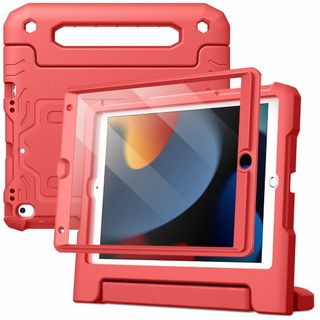 【色:レッド】JEDirect 子供用 iPad 10.2インチ ケース (第9(タブレット)