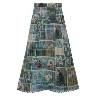 【新品】FLOWER PATCHWORK PLEATED SKIRT マルチ S