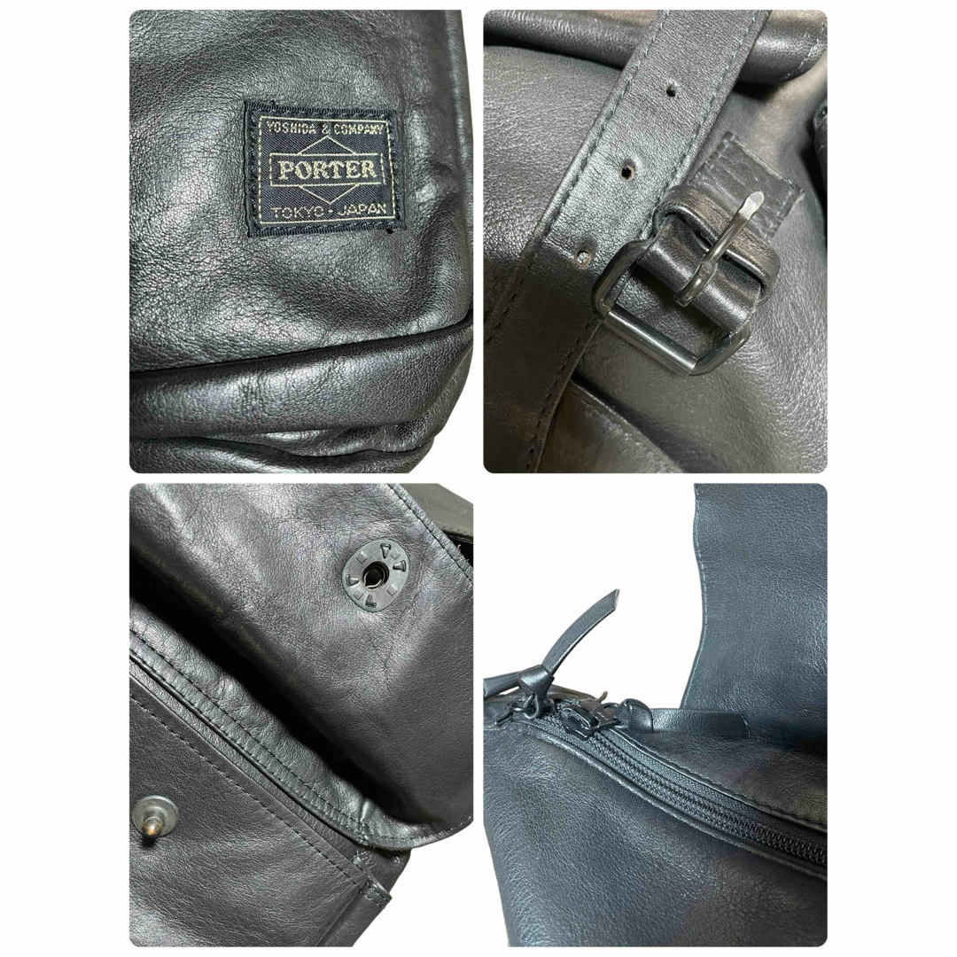 PORTER(ポーター)のポーター コルチナ 本革 オールレザー リュックサック ブラック メンズ メンズのバッグ(バッグパック/リュック)の商品写真