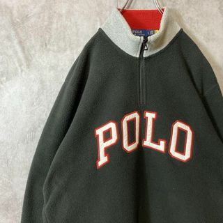 ポロラルフローレン(POLO RALPH LAUREN)の【ハーフジップ、ビッグ刺繍ロゴ】ラルフローレン古着フリーススウェット長袖L起毛(その他)