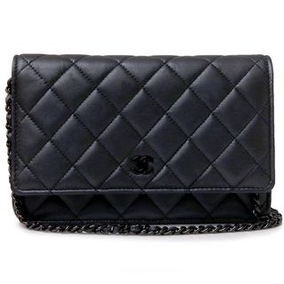 シャネル(CHANEL)のシャネル ココマーク マトラッセ クラシック チェーンウォレット 長財布 マットラムスキン レザー ソーブラック 黒  AP0250 箱付 CHANEL（新品・未使用品）(ショルダーバッグ)