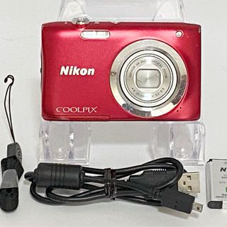 ニコン(Nikon)のNikon coolpix A100 ニコン　デジカメ　【訳あり品】レッド(コンパクトデジタルカメラ)