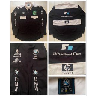 ビーエムダブリュー(BMW)の美品 BMW WILLIAMS F1 PIT shirt black 刺繍 XL(シャツ)